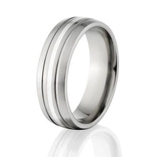 8mm Titanium Ring, New Comfort Fit, Sterling Silver Inlay, Free Sizing Band 4-17