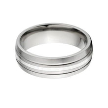New Comfort Fit, 7mm Titanium Ring, Sterling Silver Inlay