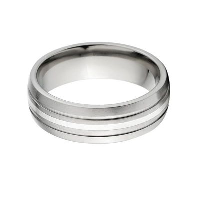 8mm Titanium Ring, New Comfort Fit, Sterling Silver Inlay, Free Sizing Band 4-17