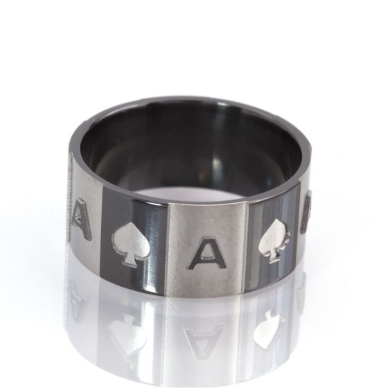 Ace of Spades, 10mm Ring, Black Zirconium Ring