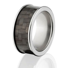 Titanium Carbon Fiber Ring Carbon Fiber Inlay Ring w/ High Polish Finish : CF-9MM TI P