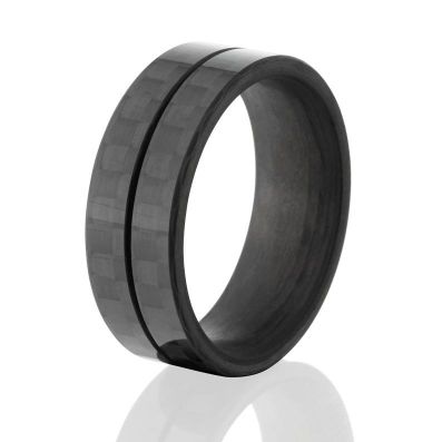 Carbon Fiber Custom Ring with Comfort Fit,USA made, 8mm width:8F1CG-ACF