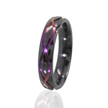 5mm Purple Anodized Ring, Infinity Symbol, Black Zirconium Ring