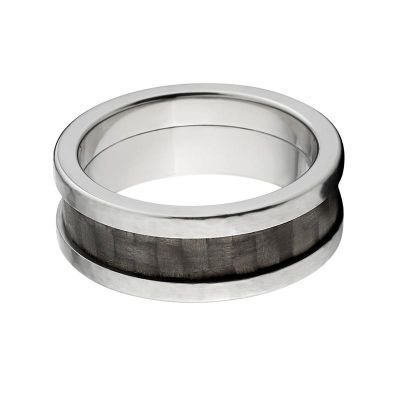 8mm Carbon Fiber Ring w/ Hammered Finish, Carbon Fiber Wedding bands,  USA made,Carbon Fiber Rings: Carbon Fiber Ring 8F Ti HB