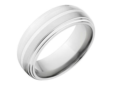 New 8mm Comfort Fit Titanium Ring with Sterling Silver Inlay, 8mm Titanium Wedding Band