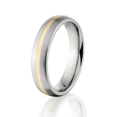 New 5mm Titanium Wedding Ring With 14k Yellow Gold Inlay, Free Sizing Jewelry 4-17