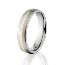 New 5mm Titanium Wedding Ring With 14k Yellow Gold Inlay, Free Sizing Jewelry 4-17