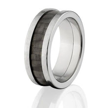 8mm Carbon Fiber Ring w/ Hammered Finish, Carbon Fiber Wedding bands,  USA made,Carbon Fiber Rings: Carbon Fiber Ring 8F Ti HB