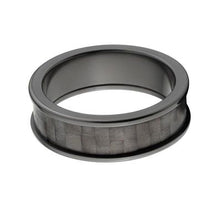Carbon Fiber Inlay Ring, 7mm wide Black Zirconium Ring :7F BZ P