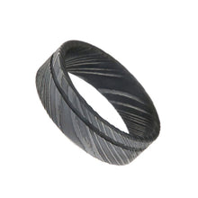 7mm Wide Damascus Steel Promise Ring USA Made Steel Wedding Band
