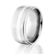 New 10mm Cobalt Ring with Silver Inlay, Made In the USA Cobalt Wedding Band & Wedding Ring