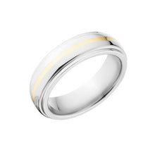 Cobalt Wedding Band w/ 14k Gold Inlay Wedding Band USA Made Cobalt Ring Mens Ring - 6HRRC11G-P-14k-Gold
