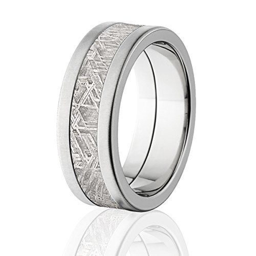Meteorite Rings w/ Cross Satin Finish, 8mm Wide, Out Of This World Meteorite Wedding Ring