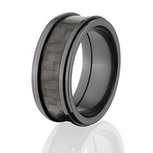 Black Carbon Fiber Men's Rings, Black Zirconium Carbon Fiber band