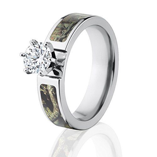 Mossy Oak Break Up Infinity Wedding Camo Ring w/ 1 CTW 14k Setting