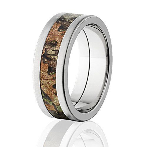 RealTree Camo Rings, Xtra Green, 8mm Wide Rings, Titanium Camouflage