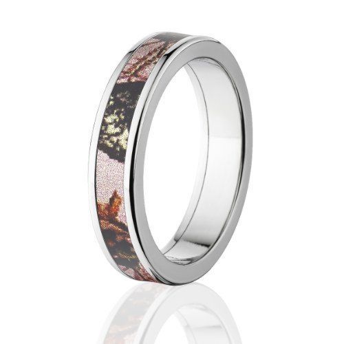 5mm Pink Branded Camo Rings, Pink Breakup Camo wedding Ring