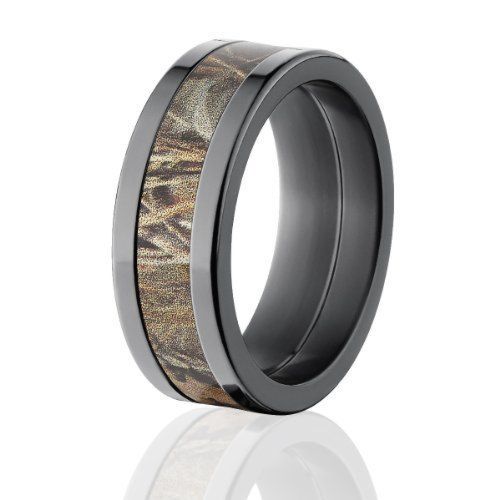 RealTree Max 4 Camo Rings, Black Camouflage Wedding Rings for Men