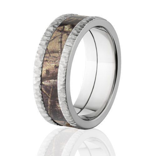 Realtree AP Camo Bands, Tree Bark Camouflage Wedding Ring, Camo Rings