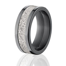 8mm Wedding Rings w/ Meteorite Inlay, USA Made Meteorite Bands