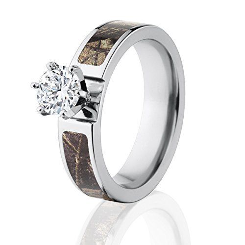 Camo Rings, Realtree AP Engagement Camo Bands w/ 1 CTW 14k Setting