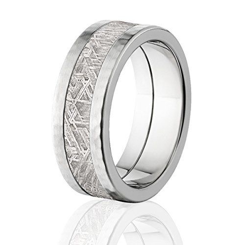 Hammered Meteorite Rings, Premium Finish, Meteorite Wedding Rings Gibeon Meteorite Band