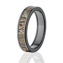 5mm Realtree Max 4 Camo Rings, Polished Black Zirconium Rings