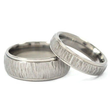 Matching TreeBark Rings, Titanium Wedding Ring Set