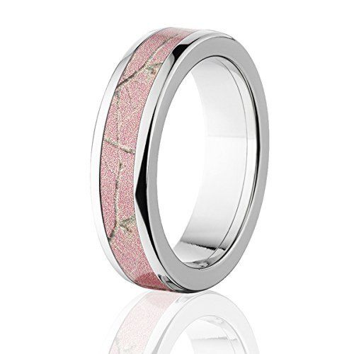Branded RealTree Pink Camouflage Titanium Rings, Ladies Camo Bands