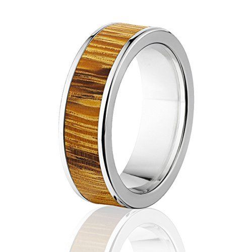 Titanium Marble Wood Ring,  Exotic HardWood Rings
