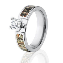 Mossy Oak Duck Blind Cobalt Camo Engagement Ring CZ