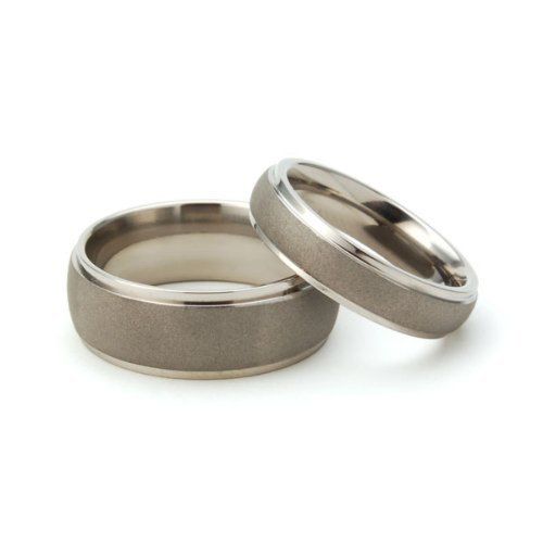 SandBlast Titanium Ring Set. Wedding Ring Set
