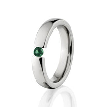 Emerald Ring, Tension Set Emerald Ring, Emerald Titanium Band