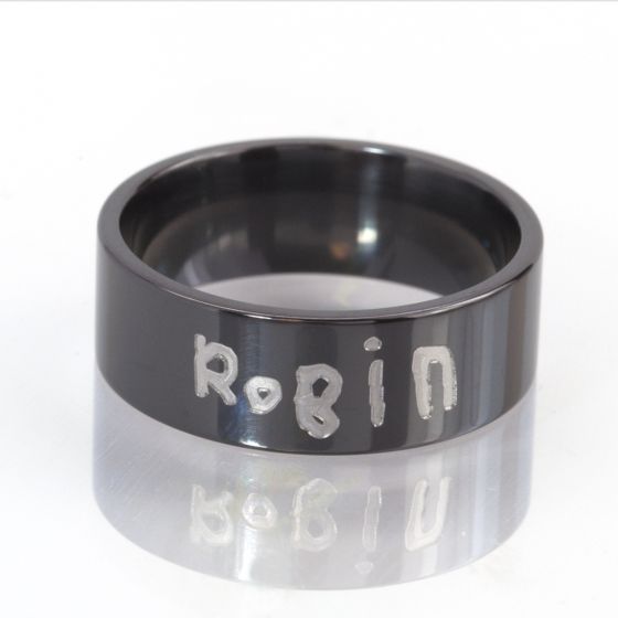 8mm Custom Name Ring, 8mm Black Zirocnium Ring