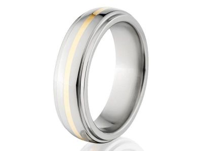 New 6mm Titanium Wedding Ring With 14k Yellow Gold Inlay,Custom Made Titanium Wedding Band