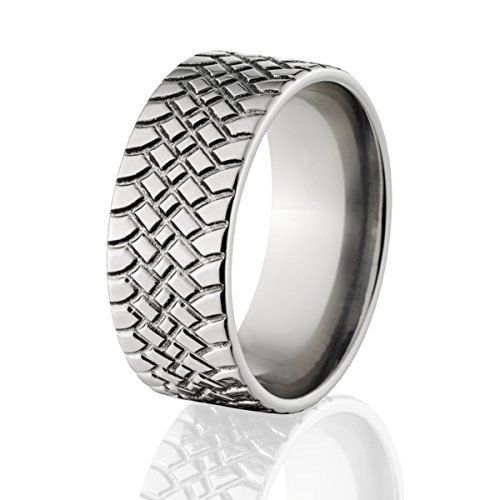 Custom Titanium Tire Tread Ring - Men's Wedding Bands