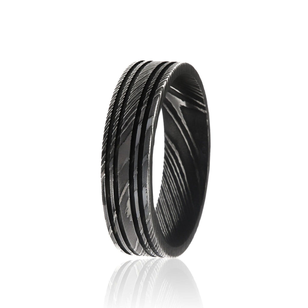 Damascus Steel Bands Premium Wedding Rings 6mm Wide Comfort Fit