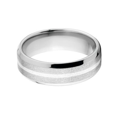 Beveled Cobalt Chrome Ring with Sterling Silver Inlay: Cobalt Wedding Band
