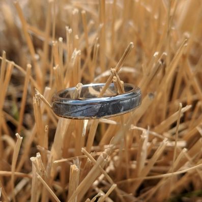 4mm Gibeon Meteorite Ring with Aerospace Grade Titanium- Authentic Gibeon Meteorite Wedding Band