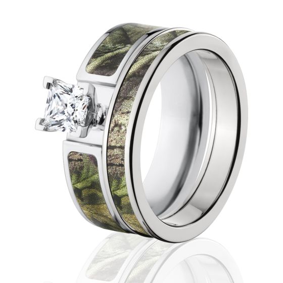 RealTree Green Camo Bridal Set, Camo Wedding Ring Set