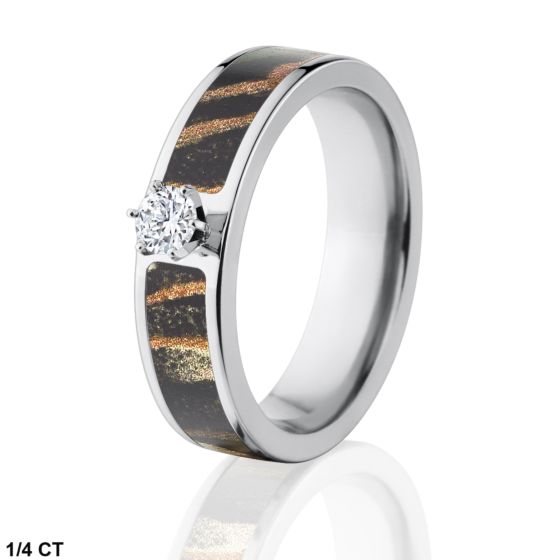 Mossy Oak Shadow Grass Camo Engagement Ring w/ Genuine Diamond