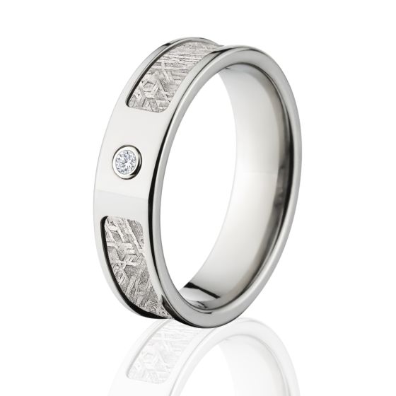 6mm Meteorite Wedding Rings, Black Diamond