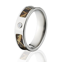 Realtree Max 5 Camo Rings, Camouflage Wedding Bands, Max 5 Titanium Camo ring w/ Diamond and Comfort