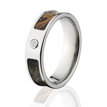 Realtree Xtra Camo Rings, Camouflage Wedding Bands, Xtra Titanium Camo ring w/ Diamond and Comfort F
