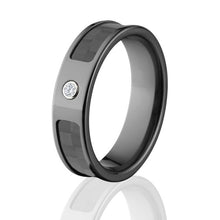 6mm Diamond Carbon Fiber Rings, Custom Carbon Fiber Wedding Bands