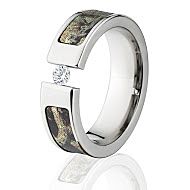 Break Up Infinity Mossy Oak Camo Rings, White Sapphire Camo Wedding Rings