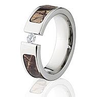 AP RealTree Camo Rings, White Sapphire Camo Wedding Rings