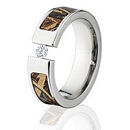 Max 5 RealTree Camo Rings, White Sapphire Camo Wedding Rings