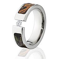 Xtra RealTree Camo Rings, White Sapphire Camo Wedding Rings