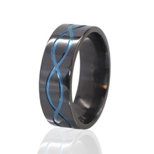 Infinity Symbol Ring, Black Zirconium Ring, 8mm Anodized Ring